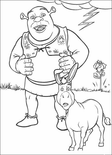 Online coloring book: Coloring book donkey from Shrek with his friend